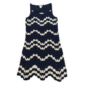 House Of Harlow 1960 XS Navy & Cream Crochet Sleeveless Dress, NWOT.